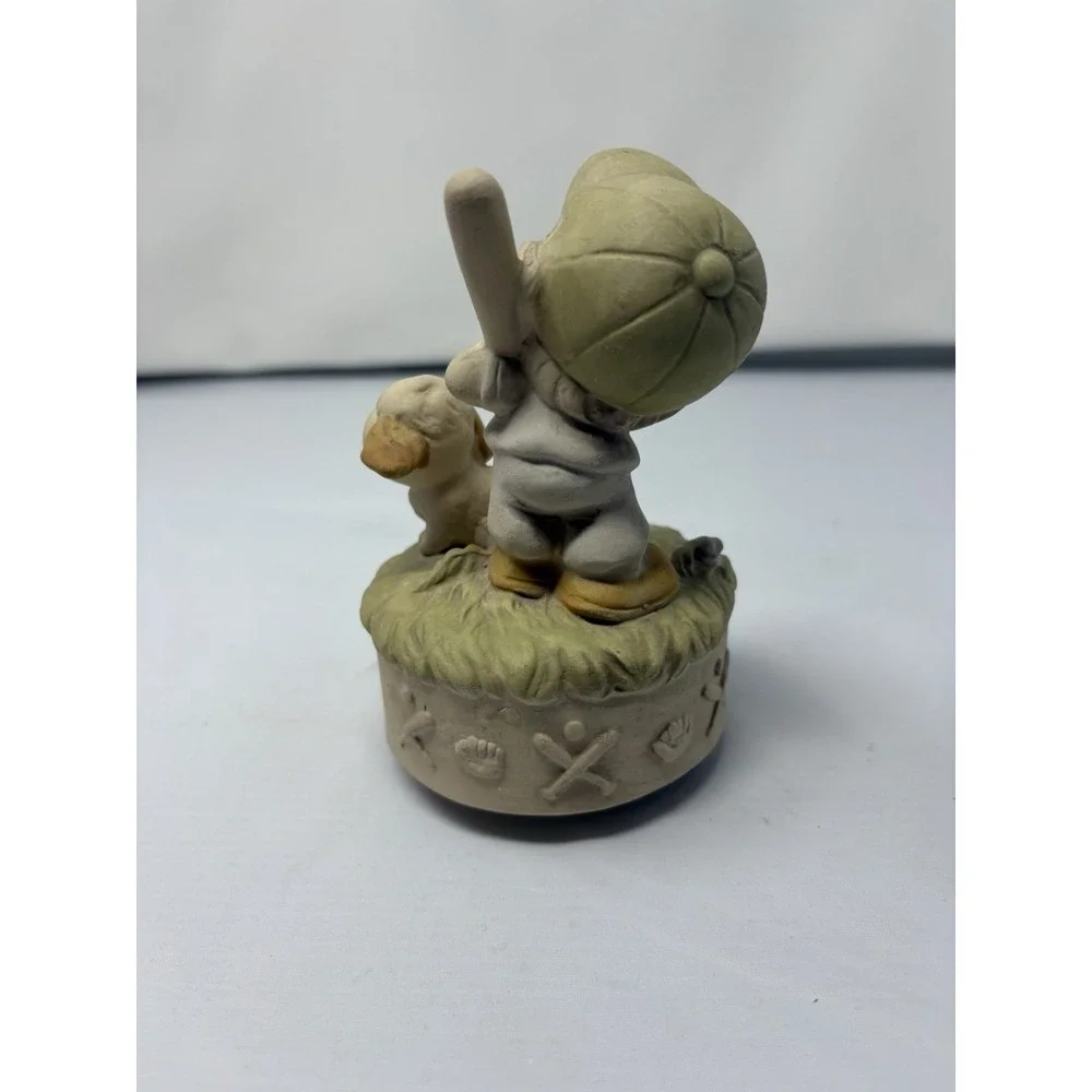 Vintage Music Box Boy with Baseball Bat & Dog – 